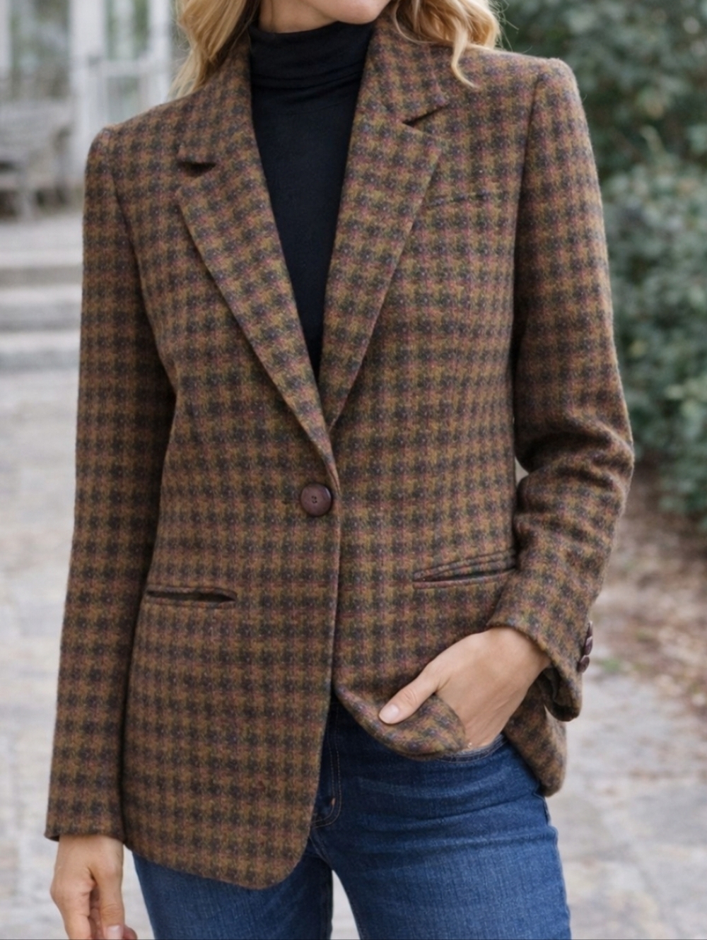 Vintage Giorgio Sant’Angelo 100% Wool Tweed Blazer Size 6 Made in Yugoslavia